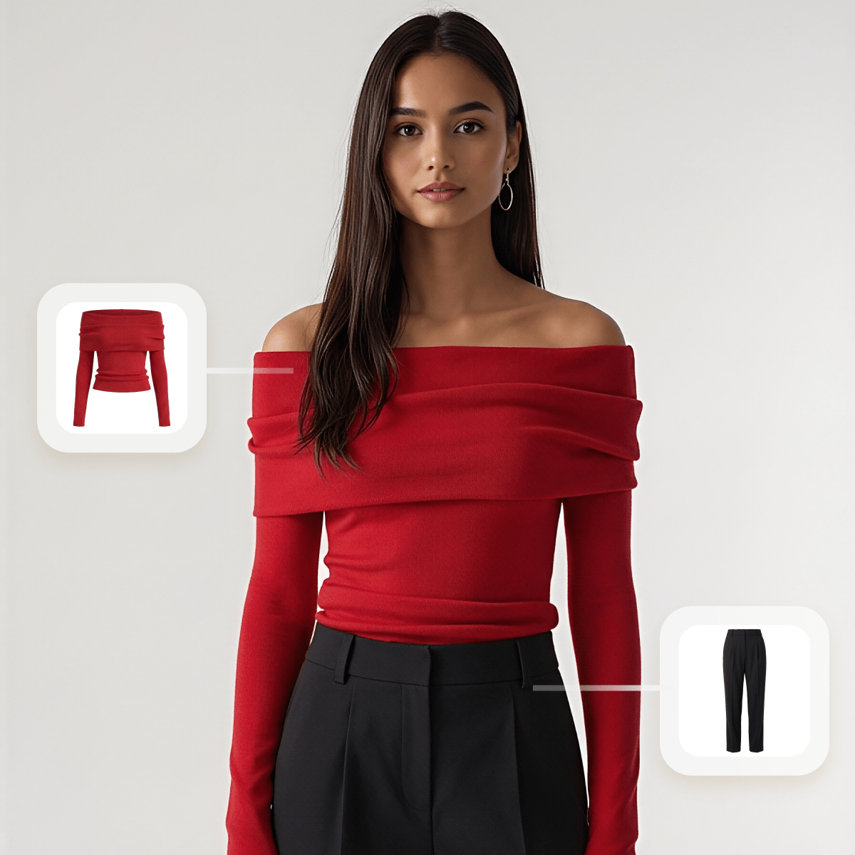 Multiple AI-generated outfits from a single garment photo